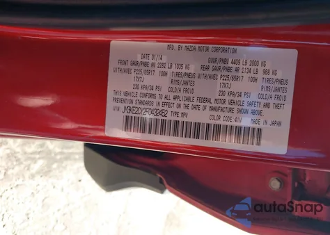 2015 Mazda Cx-5 Touring from USA, damaged, VIN JM3KE2CY2F0432452